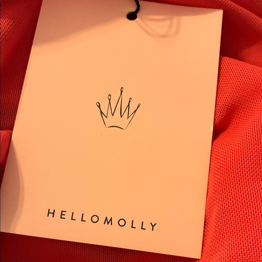 Hello Molly One-Shoulder Salmon Coral Women's Top - Picture 5 of 6